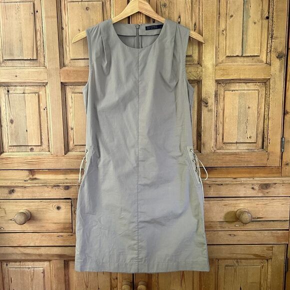 AllSaints US 2 / UK 6 Vesta Dress Cotton Lightweight‎ Lace Up Tank Taupe Gray - Picture 1 of 10